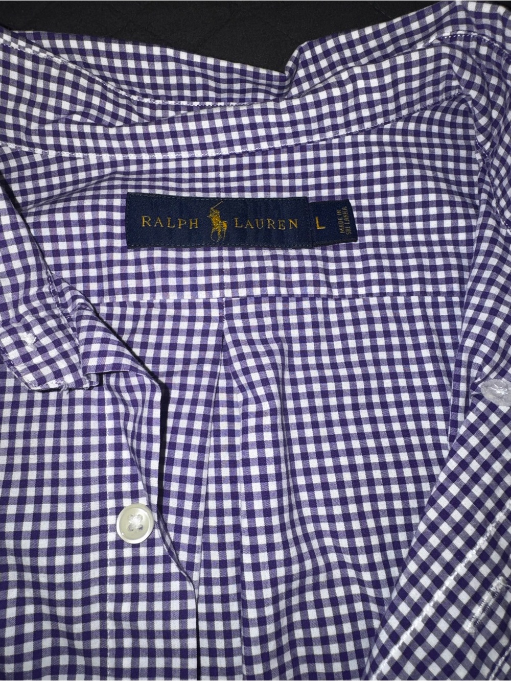 Ralph Lauren Purple and White Gingham Button-Down Shirt